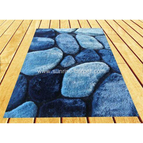 Elastic & Silk Polyester cobblestone Design 3D Carpet